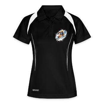 Golden Retriever Chien Ski Ski - Polo respirant Femme - noir/blanc - Devant