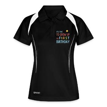 Drôles premiers dictons d'anniversaire - Polo respirant Femme - noir/blanc - Devant