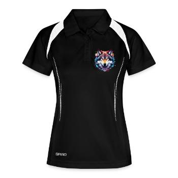 Wolf - Frauen Polo atmungsaktiv - Schwarz/Weiß - Vorne