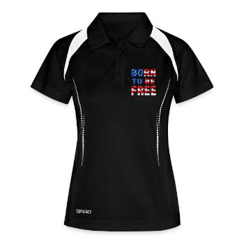 Born To Be Free flag of United States - Women's Polo breathable - black/white - Front