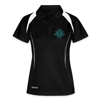 Om Lotusblume - Spirituelles Yoga Design - Frauen Polo atmungsaktiv - Schwarz/Weiß - Vorne