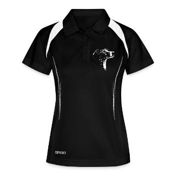 Galgo Español, silhouette Galga Lévriers Wilsigns - Polo respirant Femme - noir/blanc - Devant