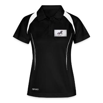 Glitzerndes Einhorn-Mosaik - Frauen Polo atmungsaktiv - Schwarz/Weiß - Vorne