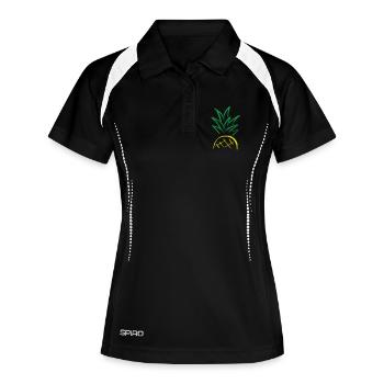 Ananas Sketch – Fresh Fruit Graphic - Frauen Polo atmungsaktiv - Schwarz/Weiß - Vorne