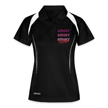 T-Shirt Liebe Valentinstag Liebe Liebe amour amor - Frauen Polo atmungsaktiv - Schwarz/Weiß - Vorne