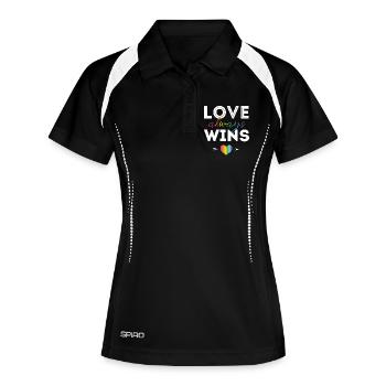 Pride Month LGBTQ - Liebe gewinnt immer - Frauen Polo atmungsaktiv - Schwarz/Weiß - Vorne