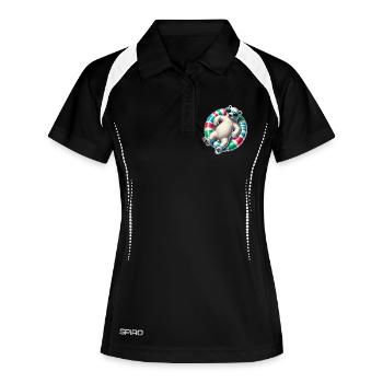 A relaxed polar bear on a swimming ring - Women's Polo breathable - black/white - Front