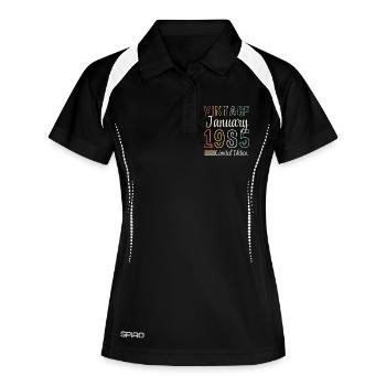 Vintage Février 1985 – Édition Limitée Anniversair - Polo respirant Femme - noir/blanc - Devant