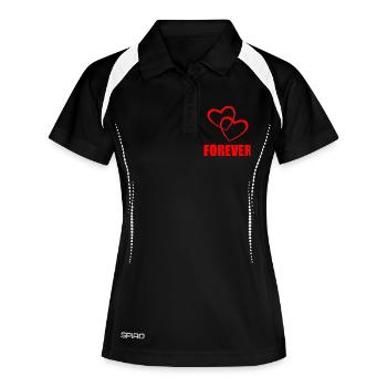 FOREVER – Heart Design for Couples & True Love - Frauen Polo atmungsaktiv - Schwarz/Weiß - Vorne