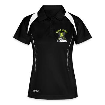Coole Jungs Spielen Tennis  - Frauen Polo atmungsaktiv - Schwarz/Weiß - Vorne