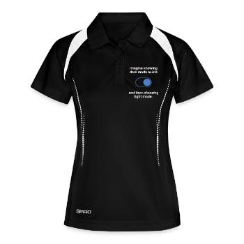 Dark Mode Exists Programmierer IT Nerd Coder Büro - Frauen Polo atmungsaktiv - Schwarz/Weiß - Vorne