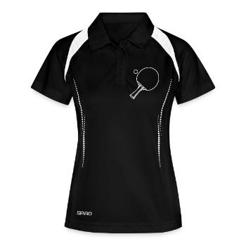 Table Tennis Drawing - Women's Polo breathable - black/white - Front