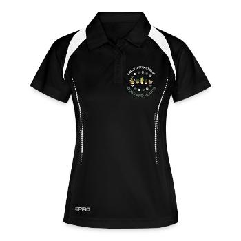 Leicht abgelenkt von Hunden und Pflanzen – Geschenk - Frauen Polo atmungsaktiv - Schwarz/Weiß - Vorne