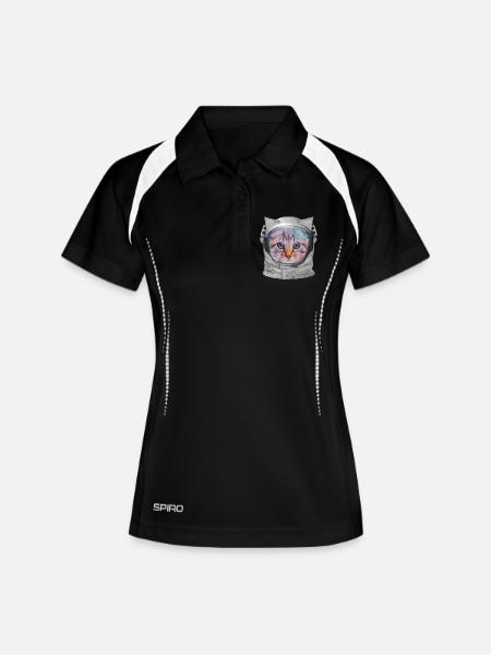 Cat in space - Women's Polo breathable - black/white