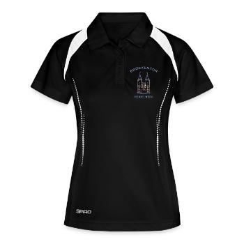 Heidelberg, Wahrzeichen Brückenturm 2 - Frauen Polo atmungsaktiv - Schwarz/Weiß - Vorne