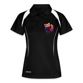 Kleiner Panda - Frauen Polo atmungsaktiv - Schwarz/Weiß - Vorne