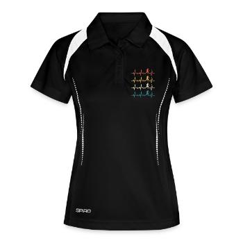 Retro Football Heartbeat-Fußballer - Frauen Polo atmungsaktiv - Schwarz/Weiß - Vorne