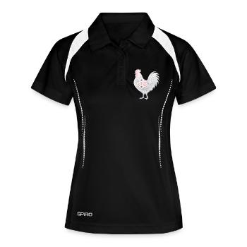Hahn Blumen Aquarell - Frauen Polo atmungsaktiv - Schwarz/Weiß - Vorne