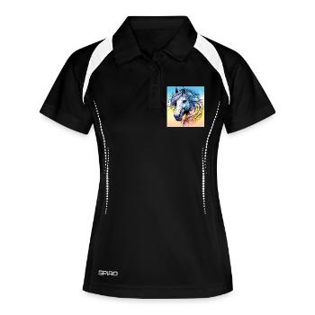 cheval - Polo respirant Femme - noir/blanc - Devant
