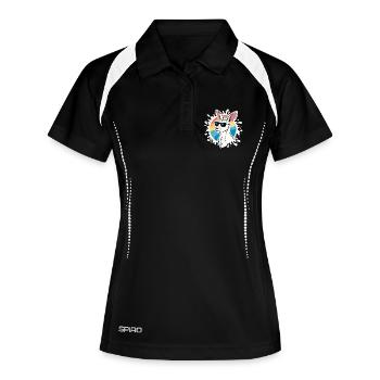 Cool Kangaroo – Retro-Stil & Sonnenbrille - Frauen Polo atmungsaktiv - Schwarz/Weiß - Vorne