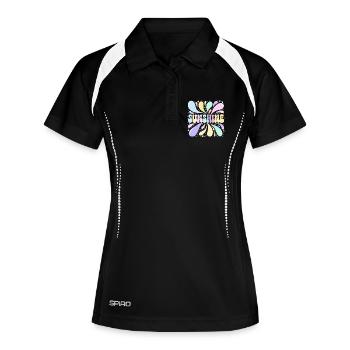Sonnenschein-Pastell und Glitzer - Frauen Polo atmungsaktiv - Schwarz/Weiß - Vorne