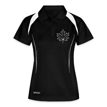 Minimaler Blatt-Umriss - Frauen Polo atmungsaktiv - Schwarz/Weiß - Vorne