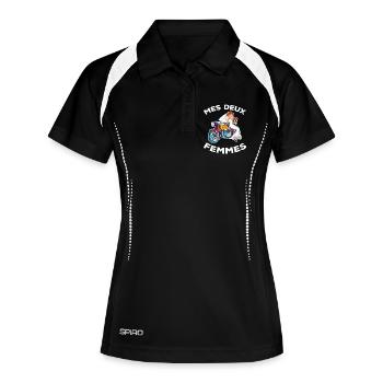 Mes deux femmes Humour moto Motard Cadeau Mariage - Polo respirant Femme - noir/blanc - Devant