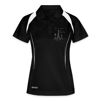 Liebe in Paris - Frauen Polo atmungsaktiv - Schwarz/Weiß - Vorne