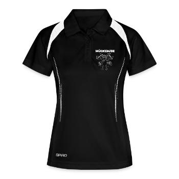 Muckibude - Frauen Polo atmungsaktiv - Schwarz/Weiß - Vorne