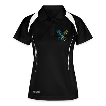 V8 Piston Voiture Flammes Muscle Car Couleurs Logo - Polo respirant Femme - noir/blanc - Devant