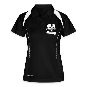 Ich kann nicht, ich kann Hockey haben - Frauen Polo atmungsaktiv - Schwarz/Weiß - Vorne