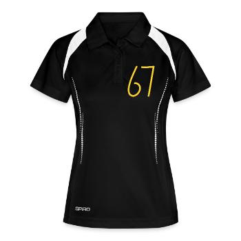 67 - Women's Polo breathable - black/white - Front
