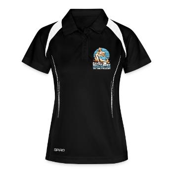 Rente Ruhestand Leben genießen Geschenk - Frauen Polo atmungsaktiv - Schwarz/Weiß - Vorne