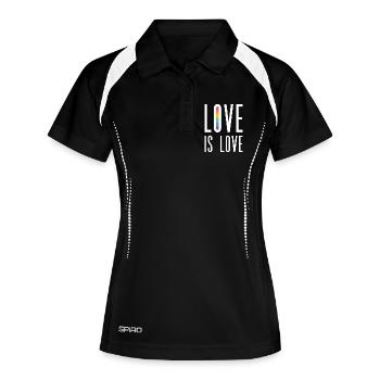 LGBT Pride Month - Liebe ist Liebe - Frauen Polo atmungsaktiv - Schwarz/Weiß - Vorne
