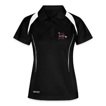 Du bist das beste was mir je passiert ist - Frauen Polo atmungsaktiv - Schwarz/Weiß - Vorne