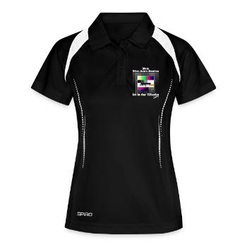 Testbild 90er Jahre Kostüm In Der Wäsche Motto - Frauen Polo atmungsaktiv - Schwarz/Weiß - Vorne