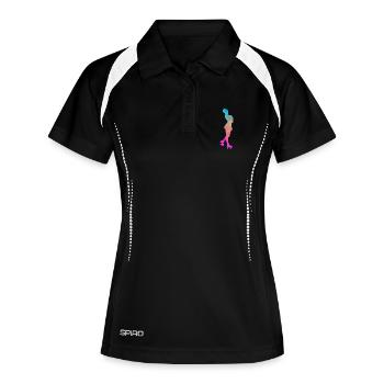 Abstrakter Eis- und Rollschuh-Design - Frauen Polo atmungsaktiv - Schwarz/Weiß - Vorne