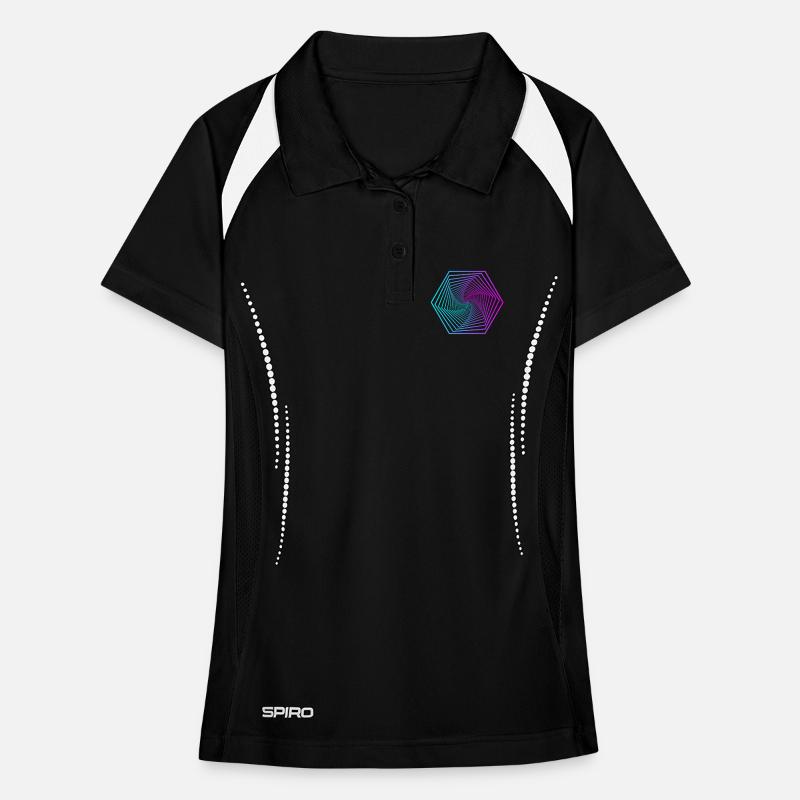 Neon Polygon Spiral Gradient Women's Polo breathable