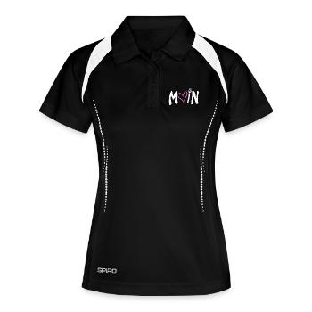 Moin Herz Anker Plattdeutsch - Frauen Polo atmungsaktiv - Schwarz/Weiß - Vorne