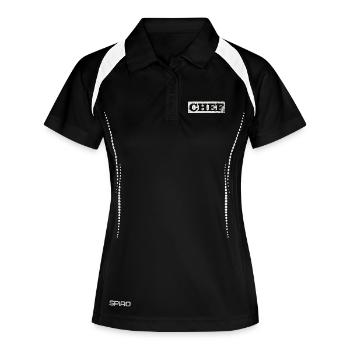 Koch Köchin Hobbykoch - Frauen Polo atmungsaktiv - Schwarz/Weiß - Vorne