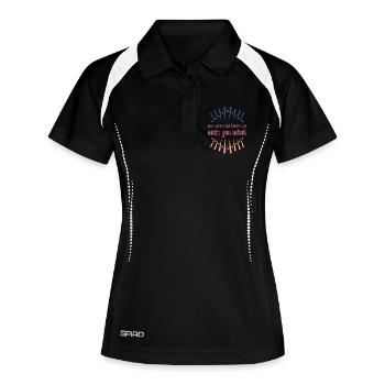 We are not here at wish you what Denglisch Retro - Frauen Polo atmungsaktiv - Schwarz/Weiß - Vorne