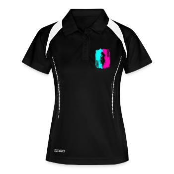 Samurai Krieger Japan Türkis Pink Kunst Manga - Frauen Polo atmungsaktiv - Schwarz/Weiß - Vorne