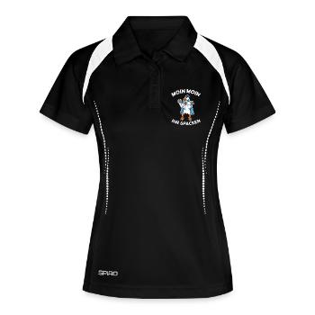 Moin Moin ihr Spacken Seemöwe Möwe Seemann Fitness - Frauen Polo atmungsaktiv - Schwarz/Weiß - Vorne