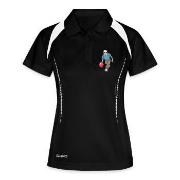 Boule de bowling squelette - Polo respirant Femme - noir/blanc - Devant