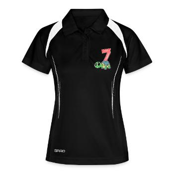7 ans - 7ème anniversaire - motif tortue - Polo respirant Femme - noir/blanc - Devant