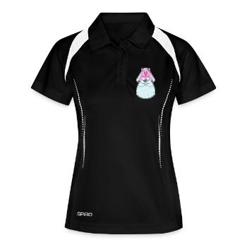 Schwein Braut Schleier Hochzeit - Frauen Polo atmungsaktiv - Schwarz/Weiß - Vorne