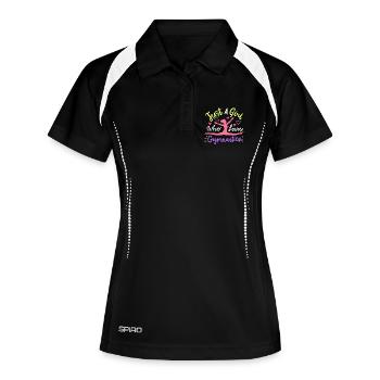 Gymnastik Turnerin - Frauen Polo atmungsaktiv - Schwarz/Weiß - Vorne