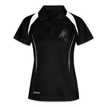 Valhalla Wolf Vegvisir Wikinger Runenkompass - Frauen Polo atmungsaktiv - Schwarz/Weiß - Vorne