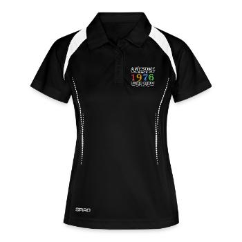 1976 - Jahrgang 1976 - Fantastisch seit 1976 - Frauen Polo atmungsaktiv - Schwarz/Weiß - Vorne