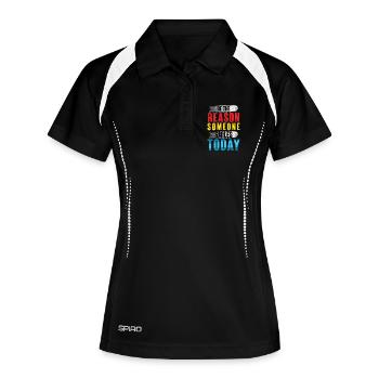 Motivierendes Spruchdesign in bunten Farben - Frauen Polo atmungsaktiv - Schwarz/Weiß - Vorne